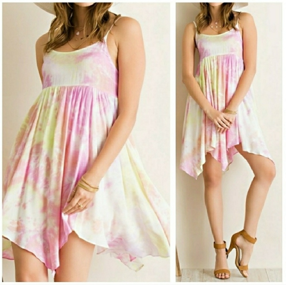 Pink & Lemon tie-dye Tunic/Dress/Cover up